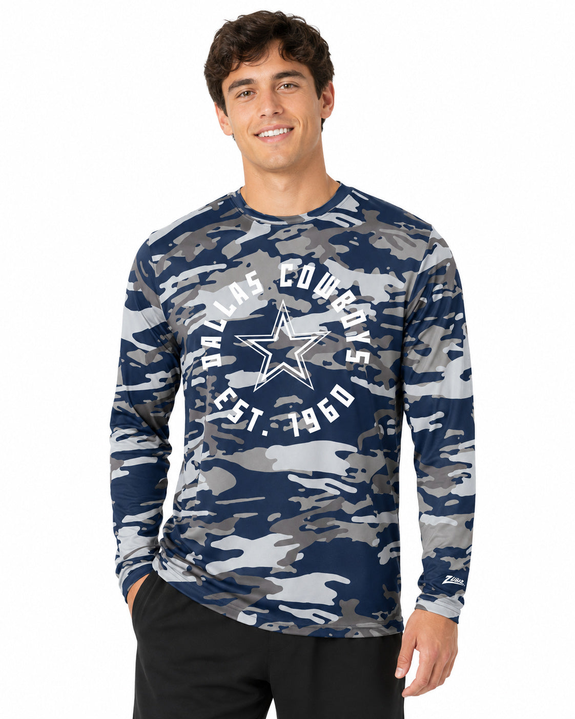 Zubaz NFL Dallas Cowboys Men's Alternate Color Camo White Circle Logo Long-Sleeve T-Shirt