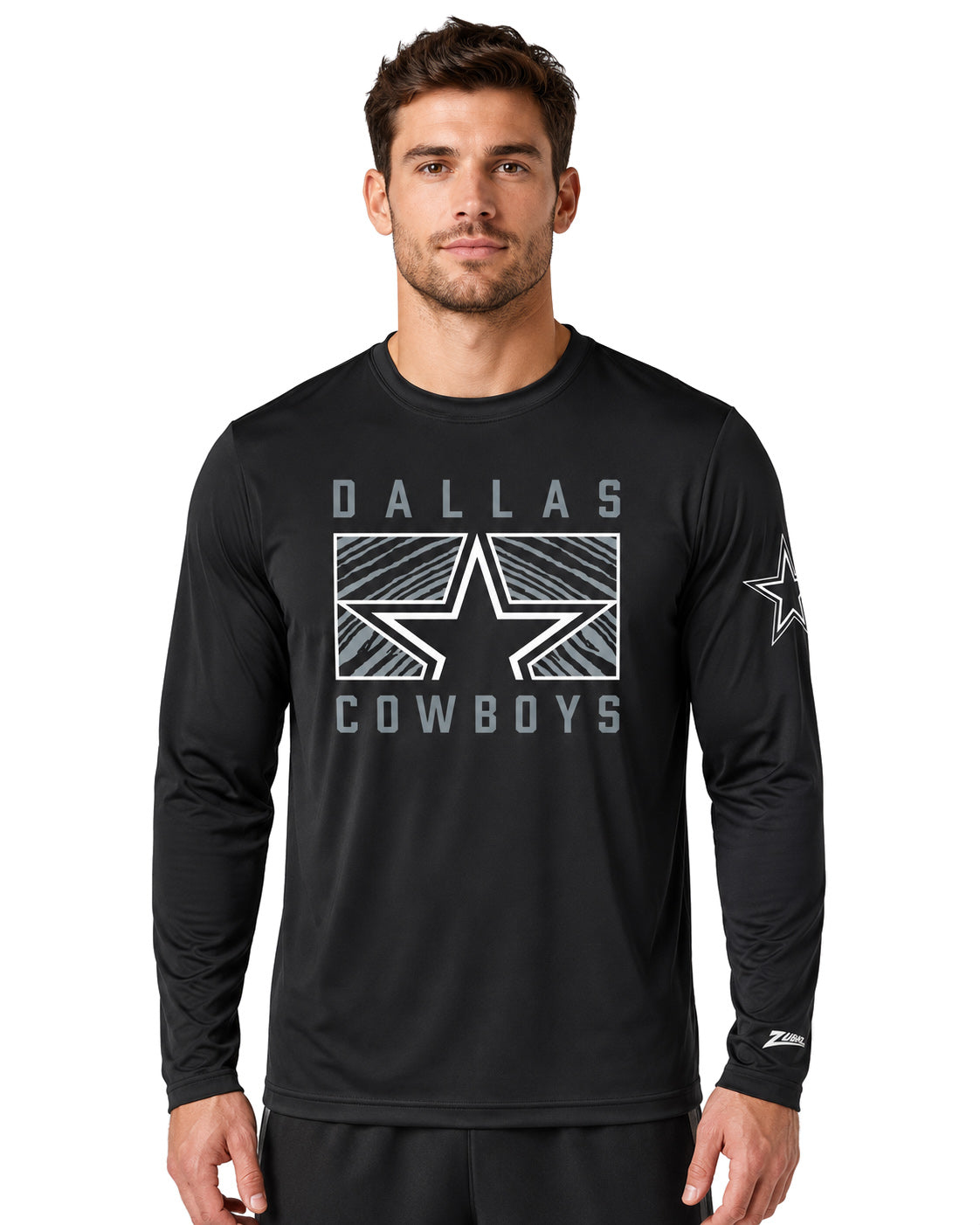 Zubaz NFL Dallas Cowboys Men's Black End Zone Long-Sleeve T-Shirt - view 1