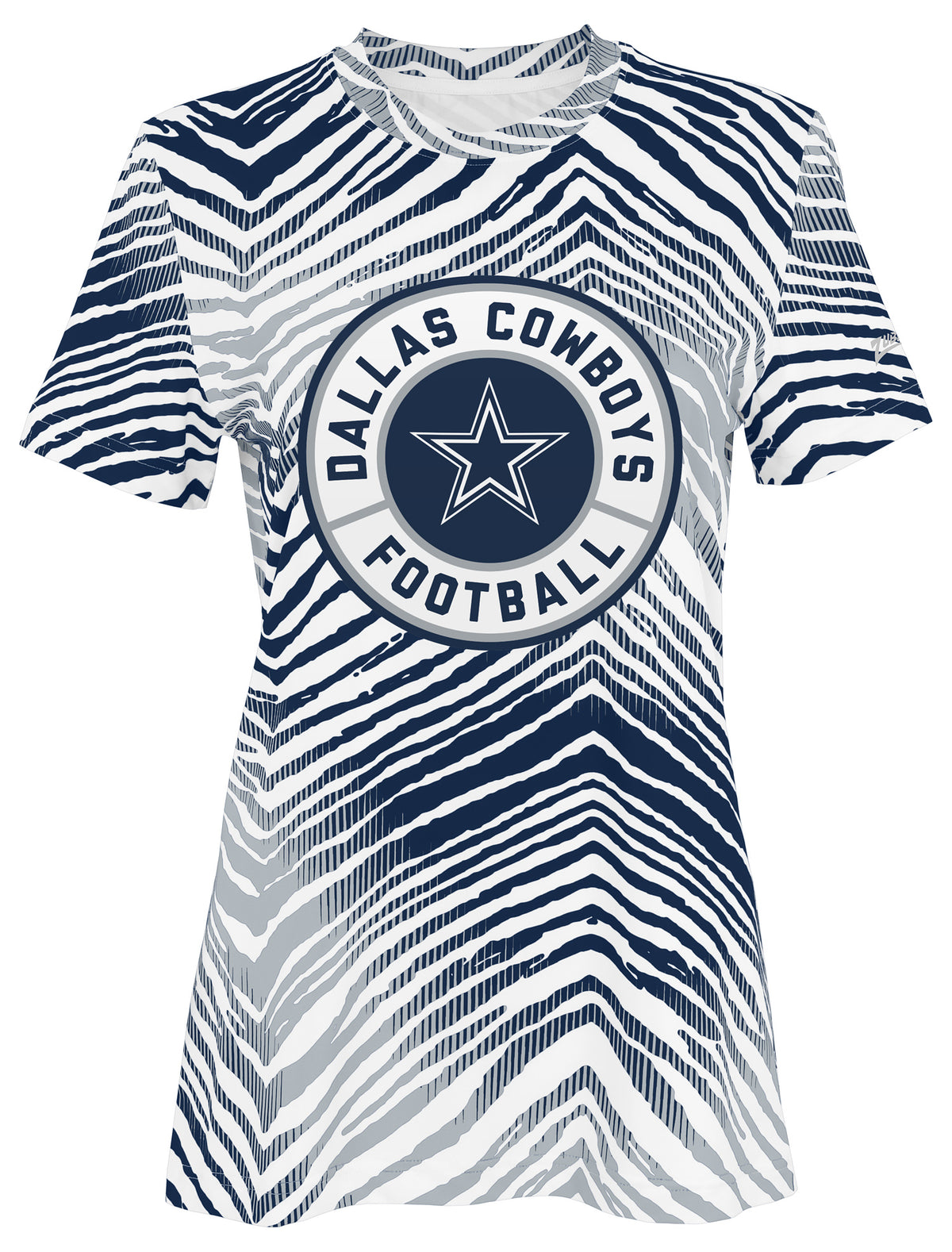 Zubaz NFL Dallas Cowboys Women's Team Color 2 Color Zebra Circle Logo Short-Sleeve T-Shirt
