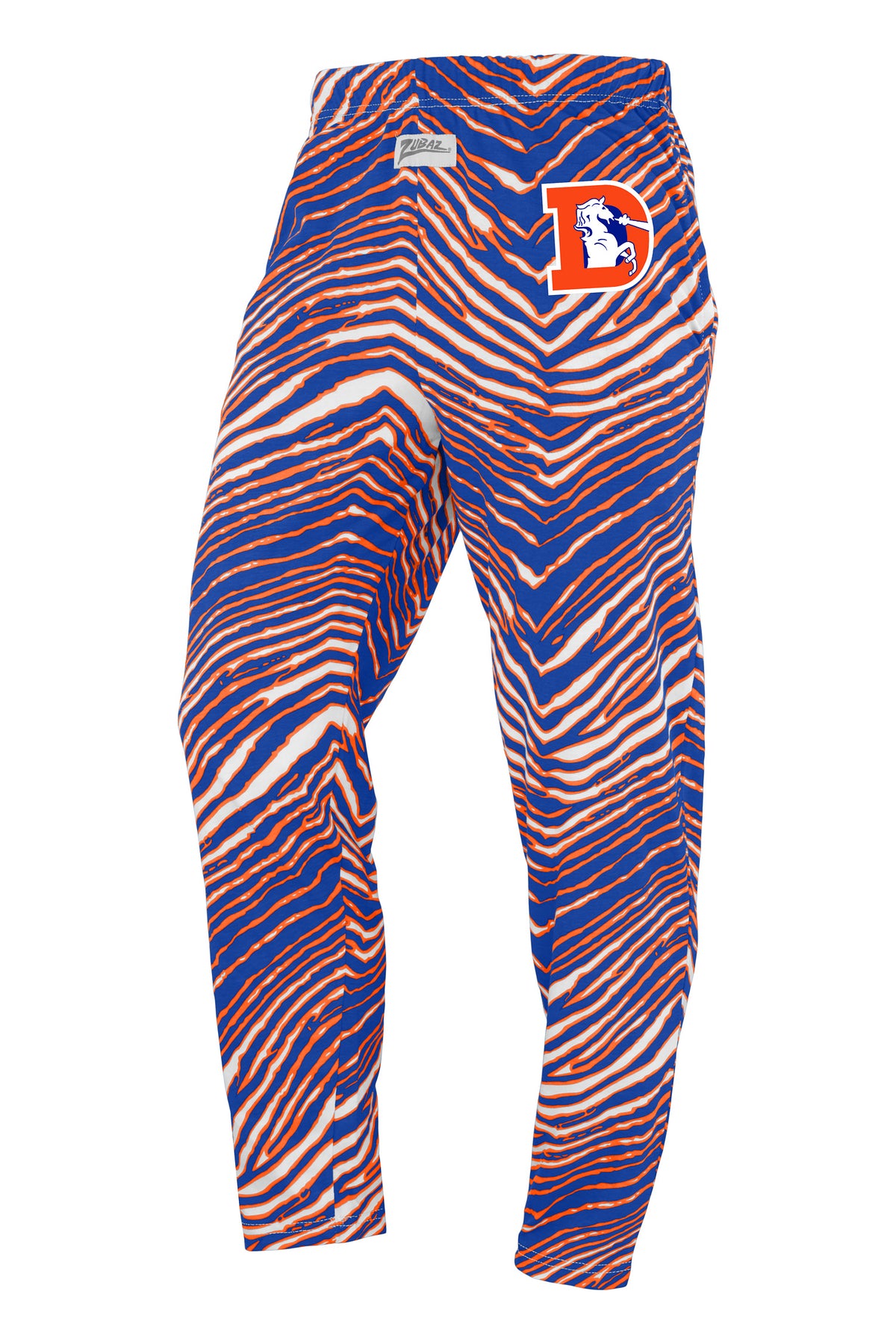 Zubaz NFL Denver Broncos Adult Unisex 3 Color Classic Zebra Z88 Screen-Printed Logo Pants