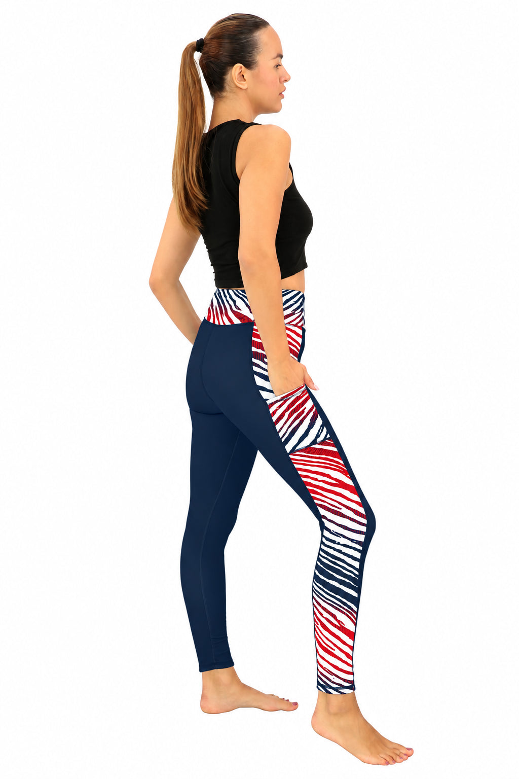 Zubaz NFL Women's Elevated Zebra Ombre Leggings, New England Patriots