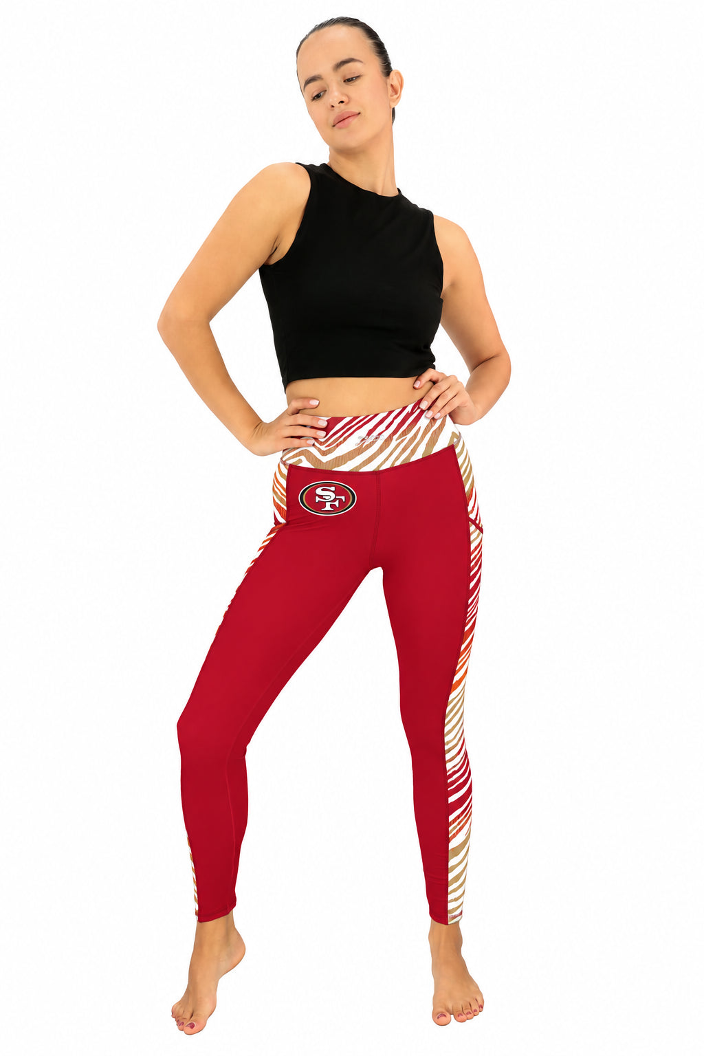 Zubaz NFL Women's Elevated Zebra Ombre Leggings, San Francisco 49ers
