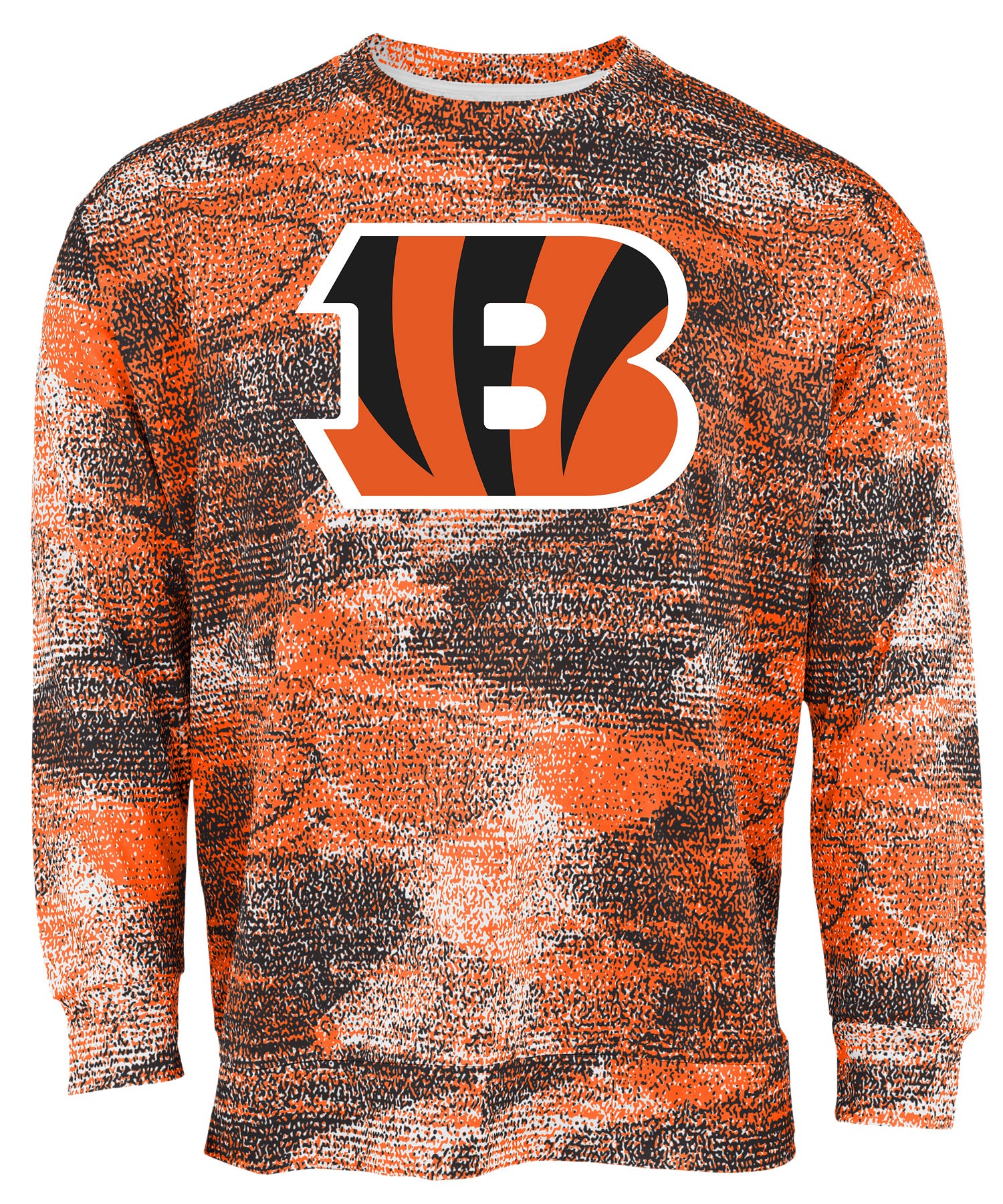 Zubaz NFL Men's Team Logo Static Crew Neck Sweatshirt Cincinnati Bengals