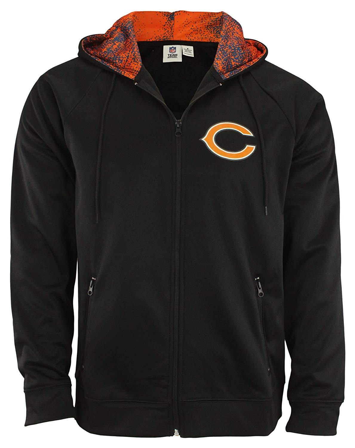 Zubaz NFL Chicago Bears Men's Heavyweight Full Zip Performance Fleece Hoodie