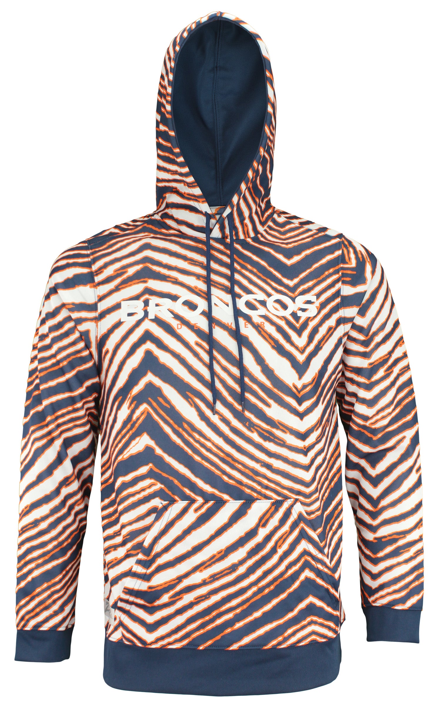 Zubaz NFL Football Men's Denver Broncos Zebra Print Touchdown Hoodie