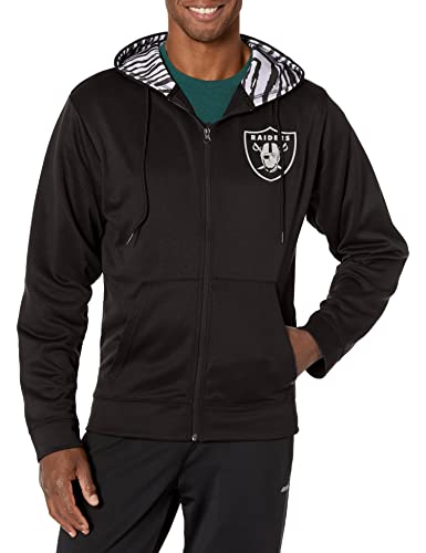 Zubaz NFL Men's Las Vegas Raiders Team Full Zip Up Hoodie With Zebra A