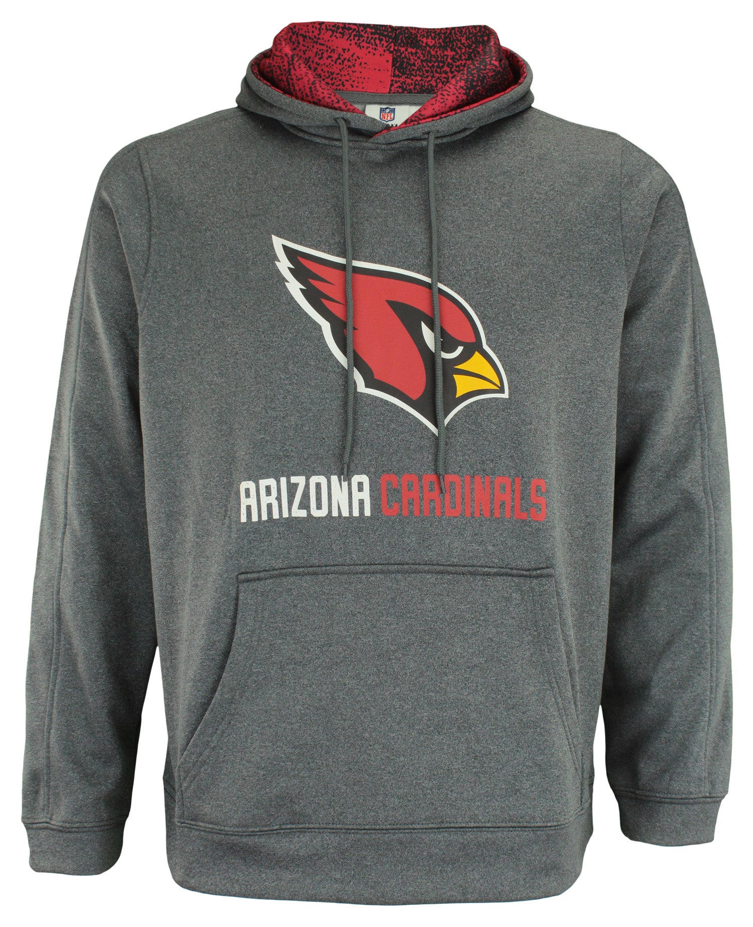 Zubaz NFL Arizona  Cardinals Men's Heather Grey Performance Fleece Hoodie