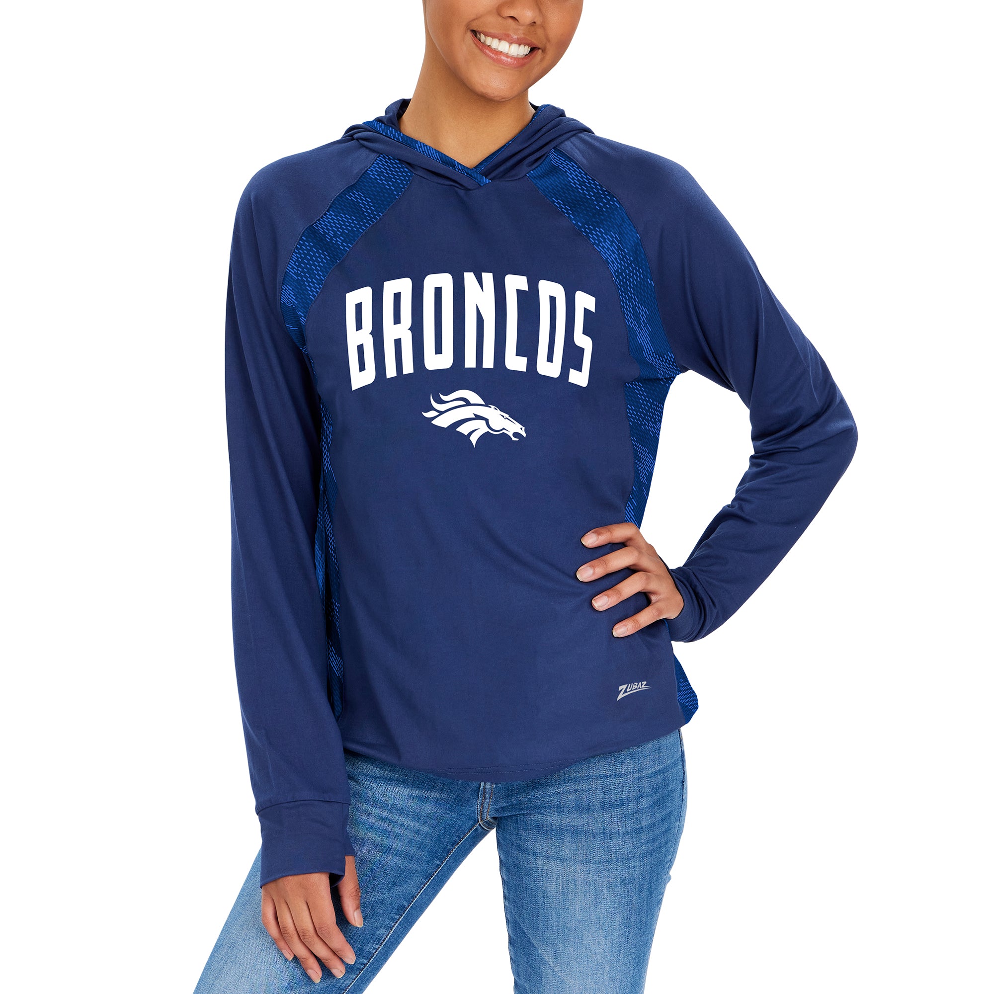 Zubaz NFL Women's Denver Broncos Elevated Hoodie W/ Tonal Viper Print