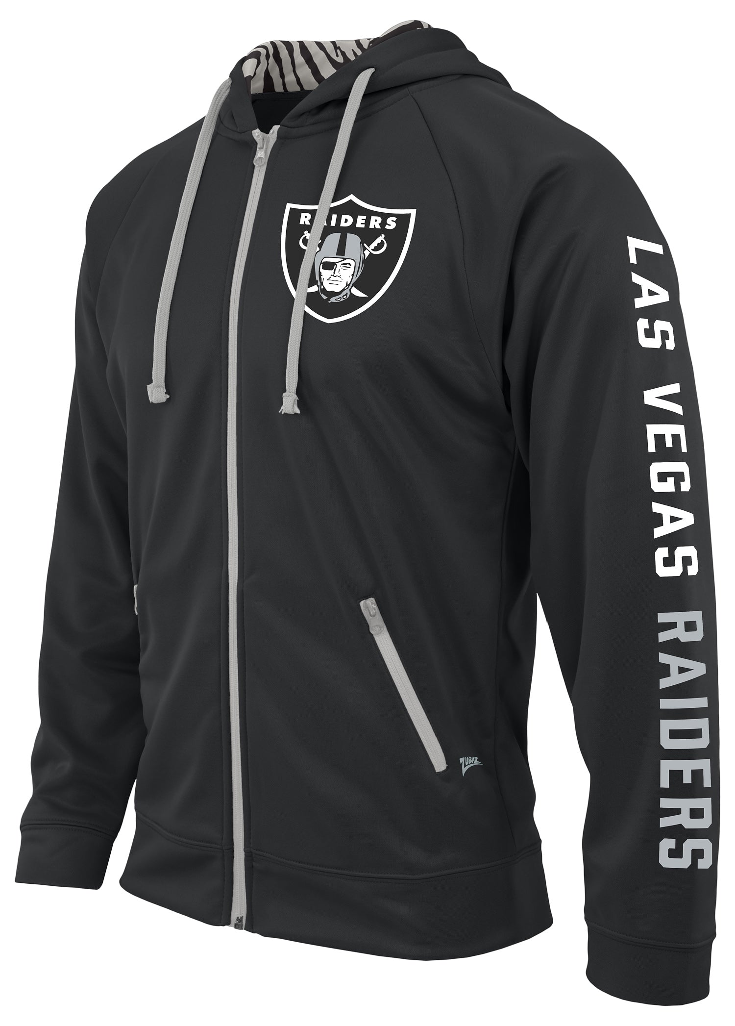 Zubaz NFL Men's Team Name and Logo Full Zip Hoodie Las Vegas Raiders