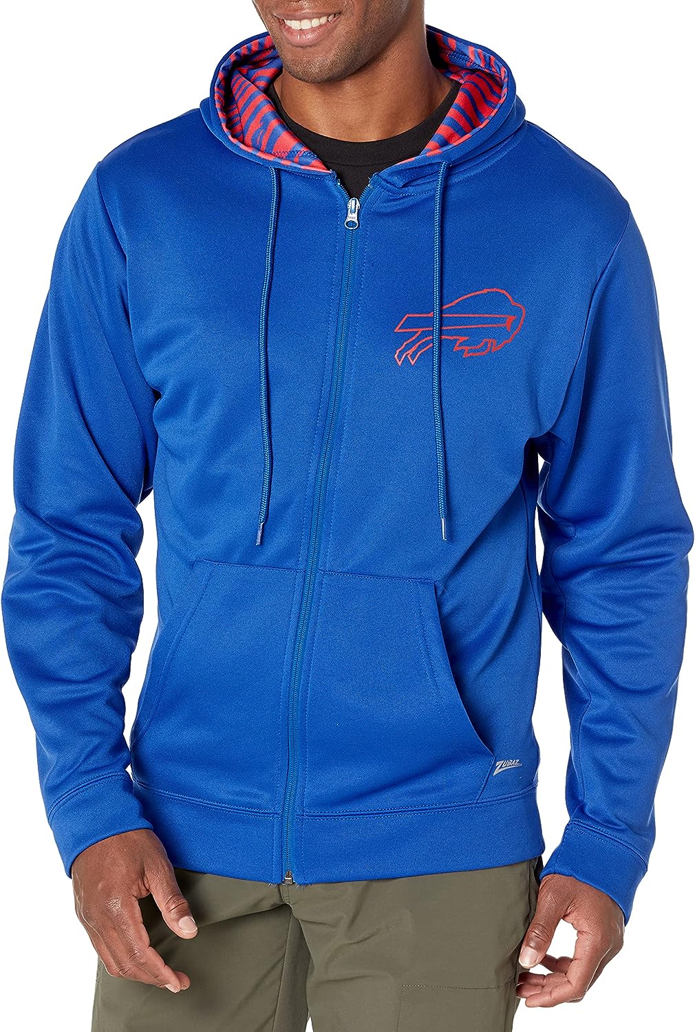 Zubaz NFL Men's Buffalo Bills Team Full Zip Up Hoodie With Zebra Accents