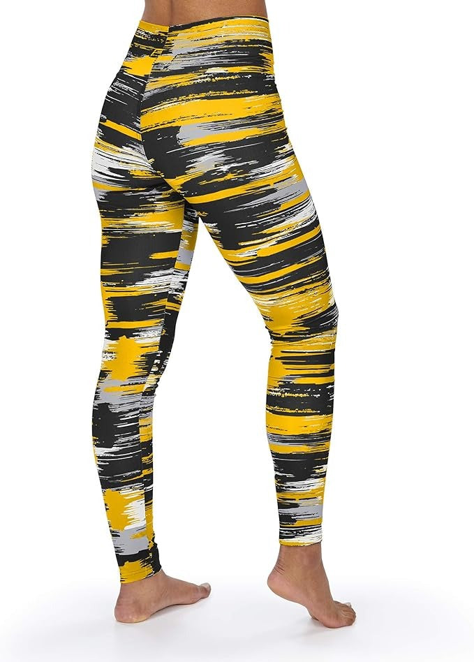 Zubaz NFL Women's Pittsburgh Steelers Brushed Paint Team Color Leggings