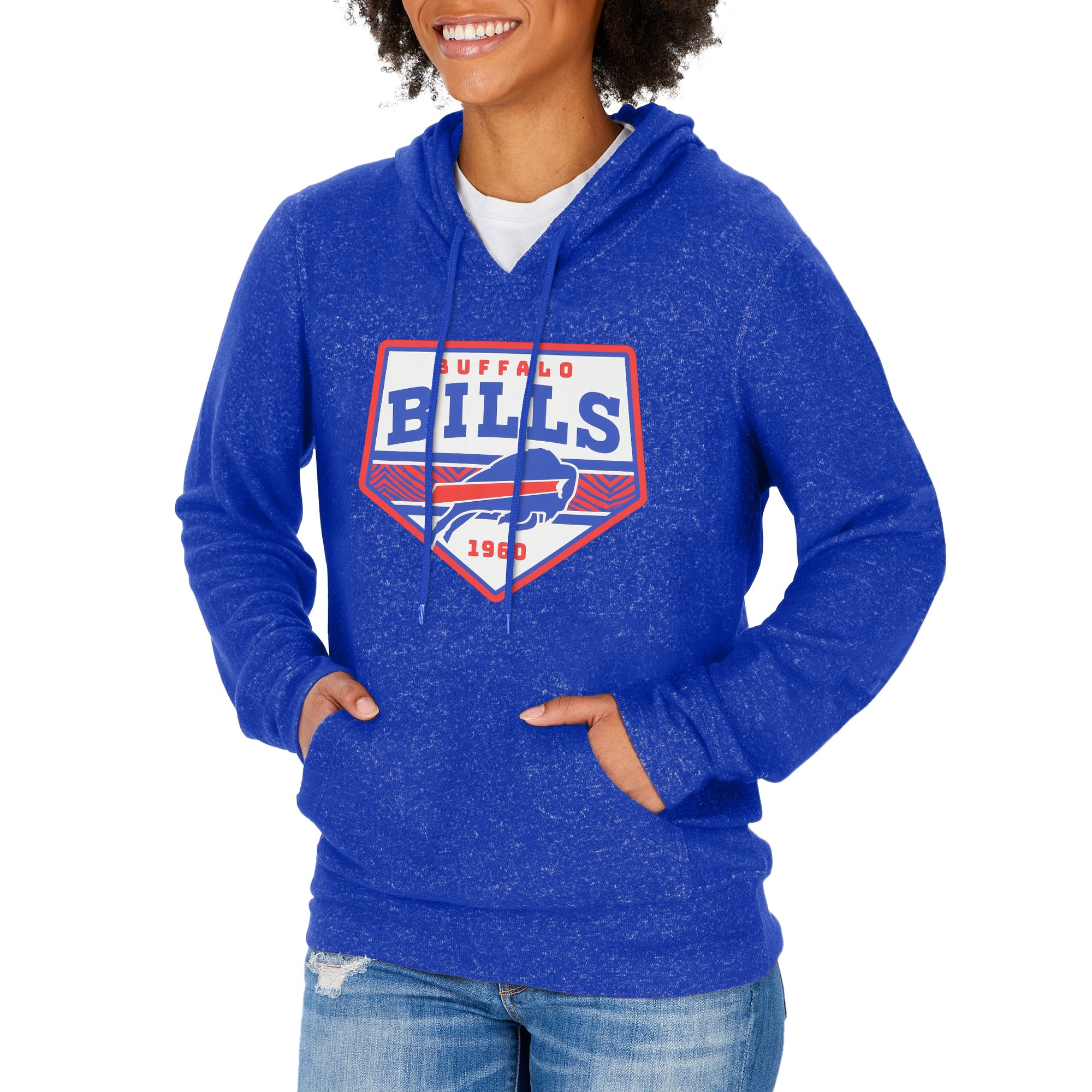 Zubaz NFL BUFFALO BILLS WOMENS TEAM COLOR SOFT HOOD W/ PENTAGON GRAPHIC