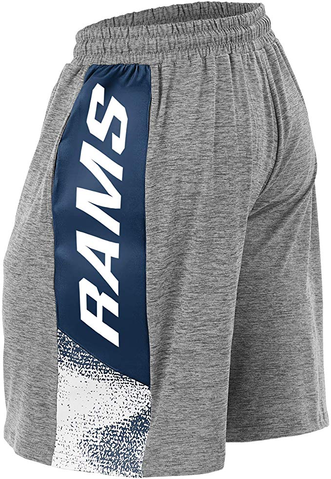 Zubaz NFL Football Mens Los Angeles Rams Gray Space Dye Shorts