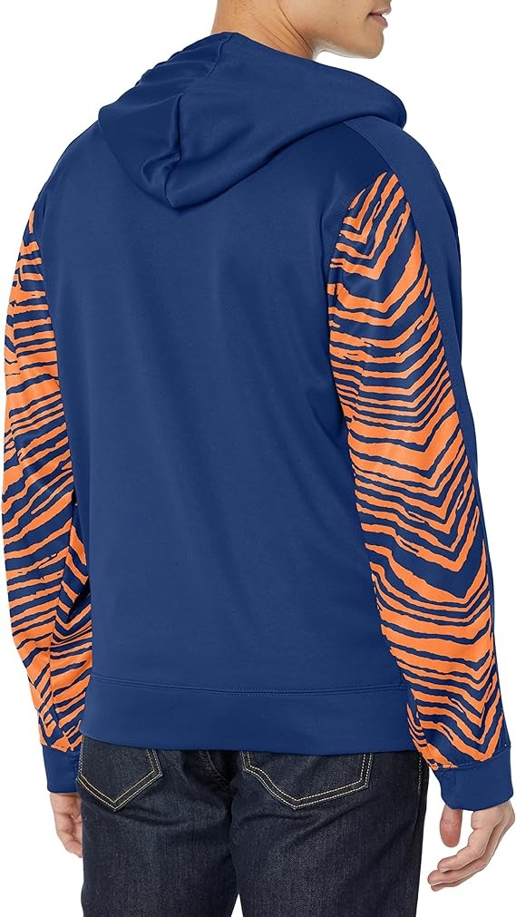 Zubaz NFL DENVER BRONCOS TEAM COLOR FULL ZIP HOOD W/ 2-COLOR ZEBRA ACCENTS