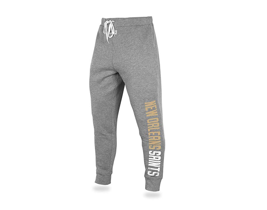 Zubaz NFL Men's New Orleans Saints Solid Gray Team Logo Jogger Pants