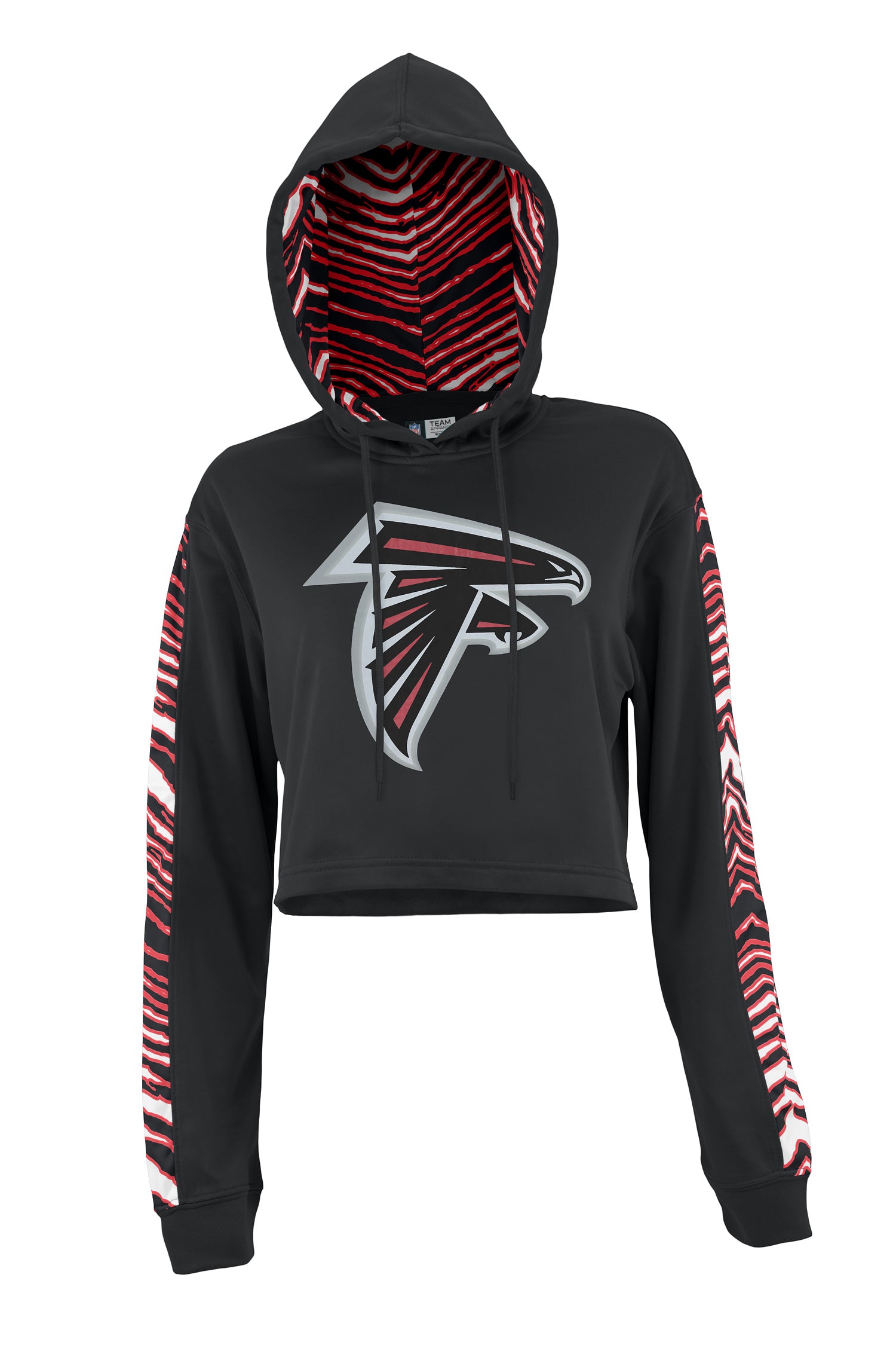 Zubaz NFL Women's Atlanta Falcons Zebra Team Logo Crop Top Hoodie