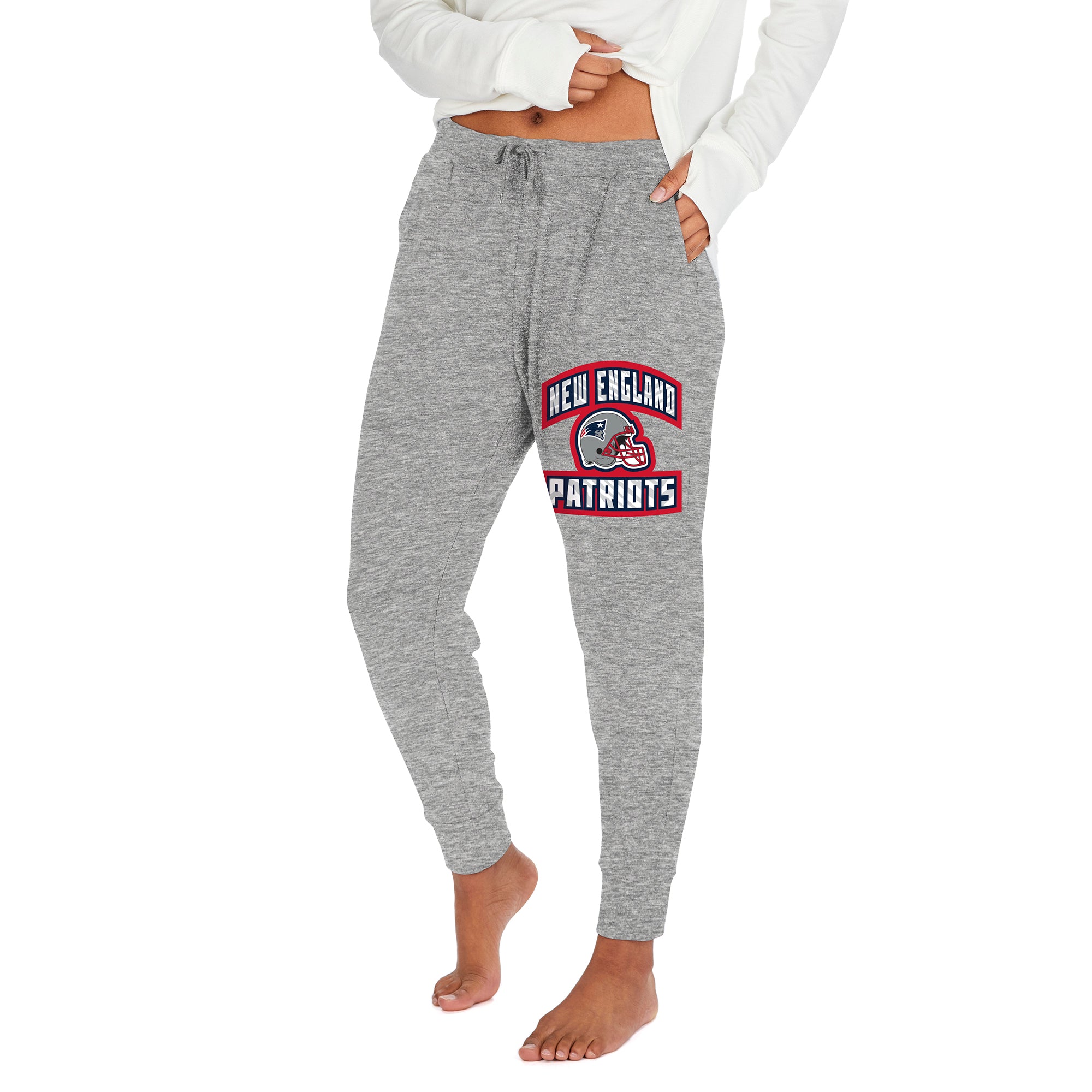 Zubaz NFL Women's New England Patriots Marled Gray Soft Jogger