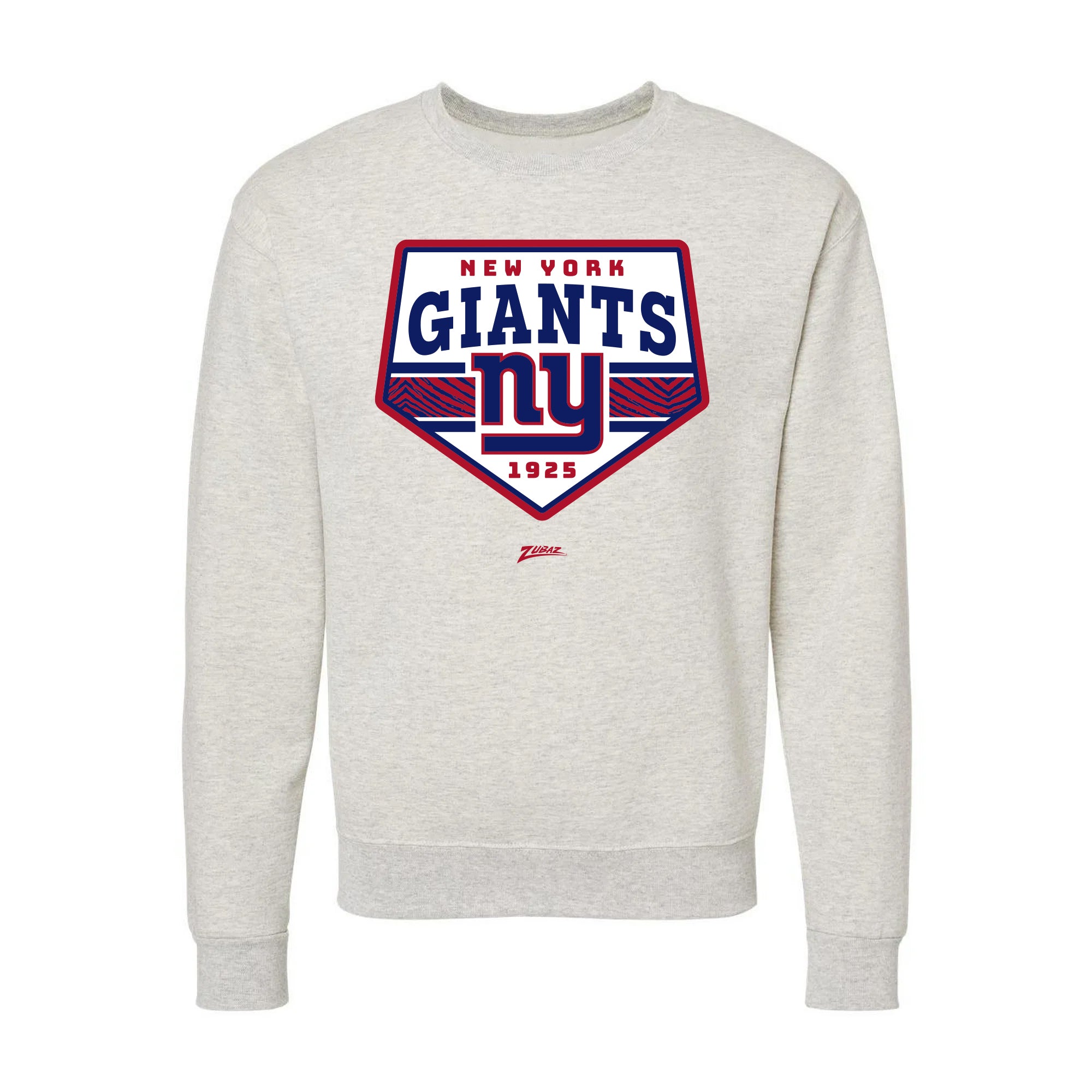 Zubaz NFL New York Giants Unisex Adult Men's & Women's Pullover Fleece Crew Neck Sweatshirt, Z2C Chip Shot, Oatmeal Heather