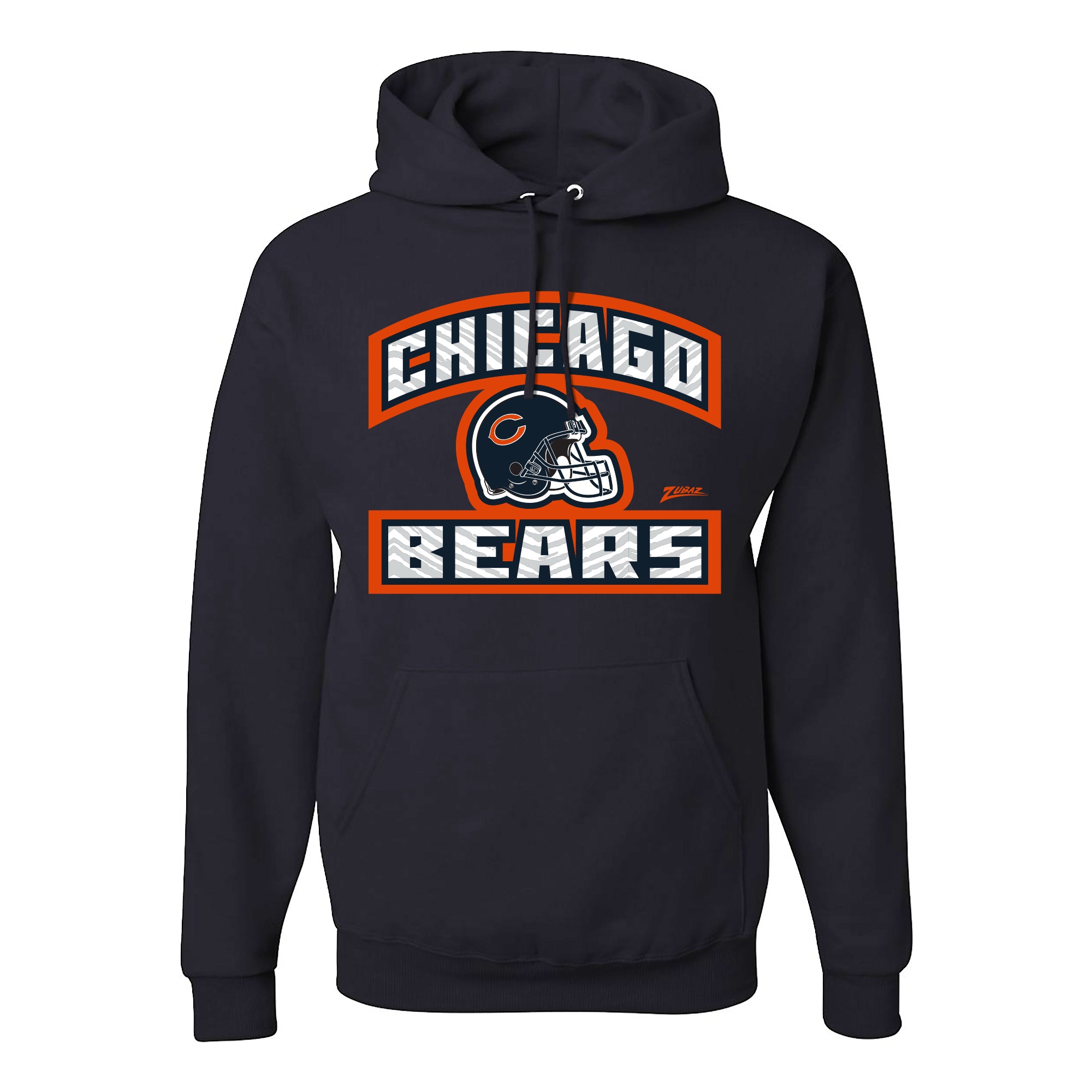 Zubaz NFL Chicago Bears Unisex Pullover Fleece Hoodie for Adult Men and Women, Z2T Helmet Outline, Black