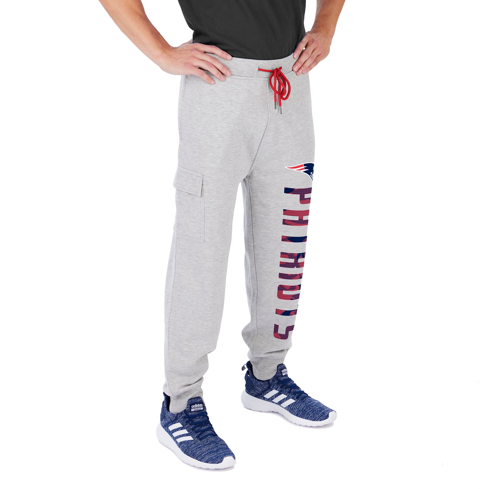 Zubaz Men's NFL New England Patriots Heather Gray Cargo Sweatpants