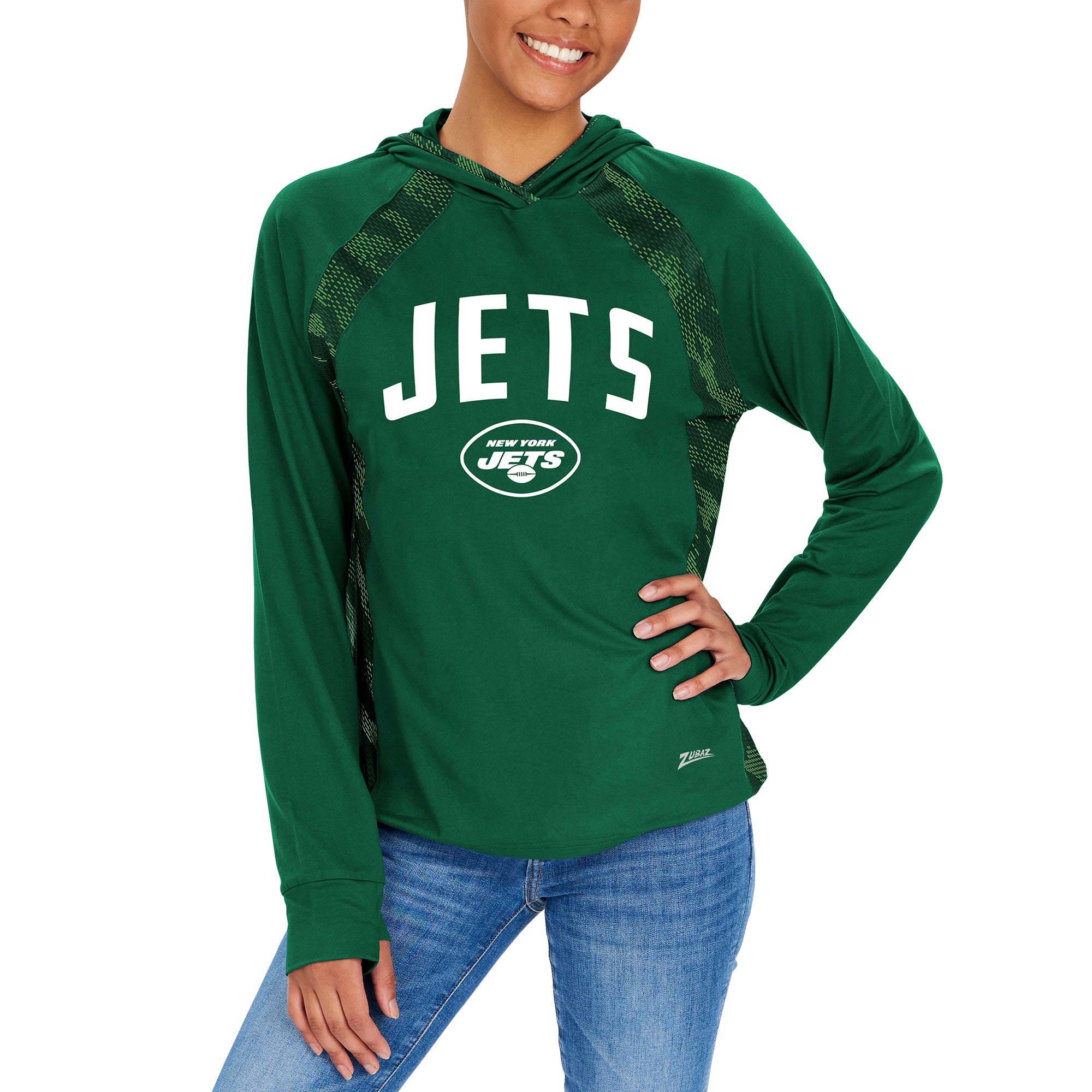 Zubaz NFL Women's New York Jets Elevated Hoodie W/ Tonal Viper Print