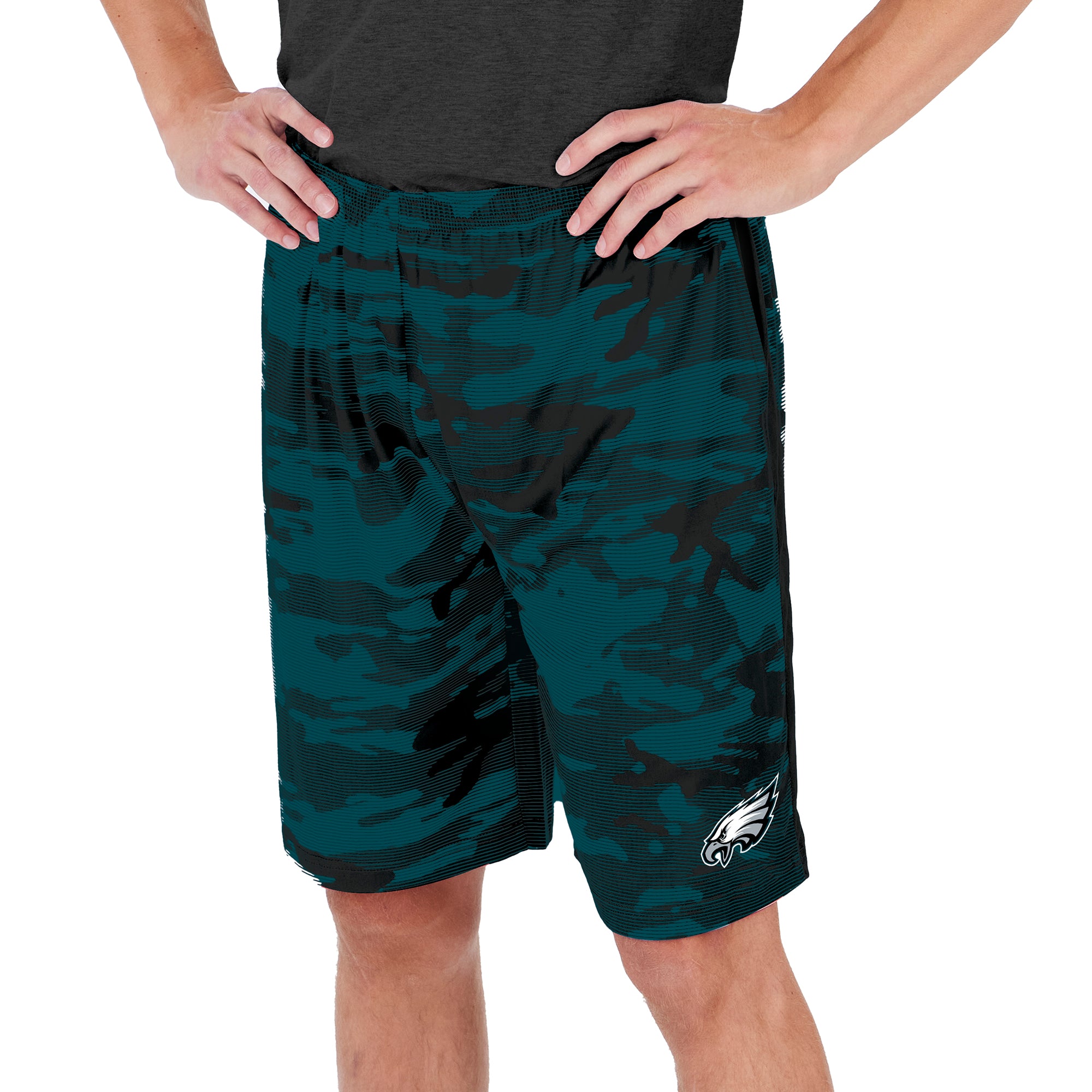 Zubaz Men's NFL Philadelphia Eagles Lightweight Camo Lines Shorts with Logo