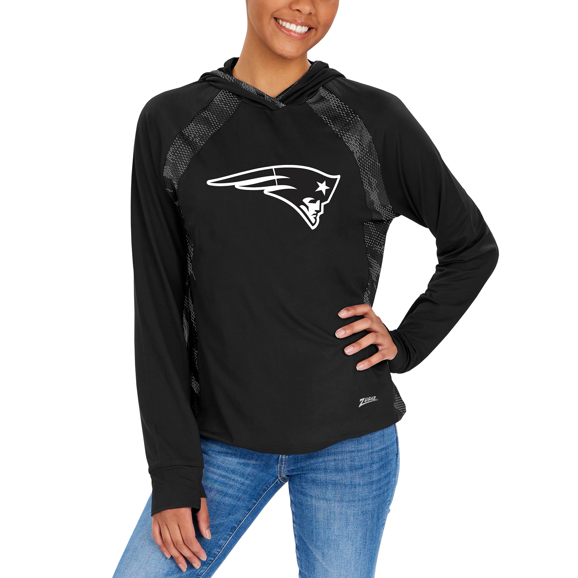 Zubaz NFL Women's New England Patriots Elevated Hoodie W/ Black Viper Print