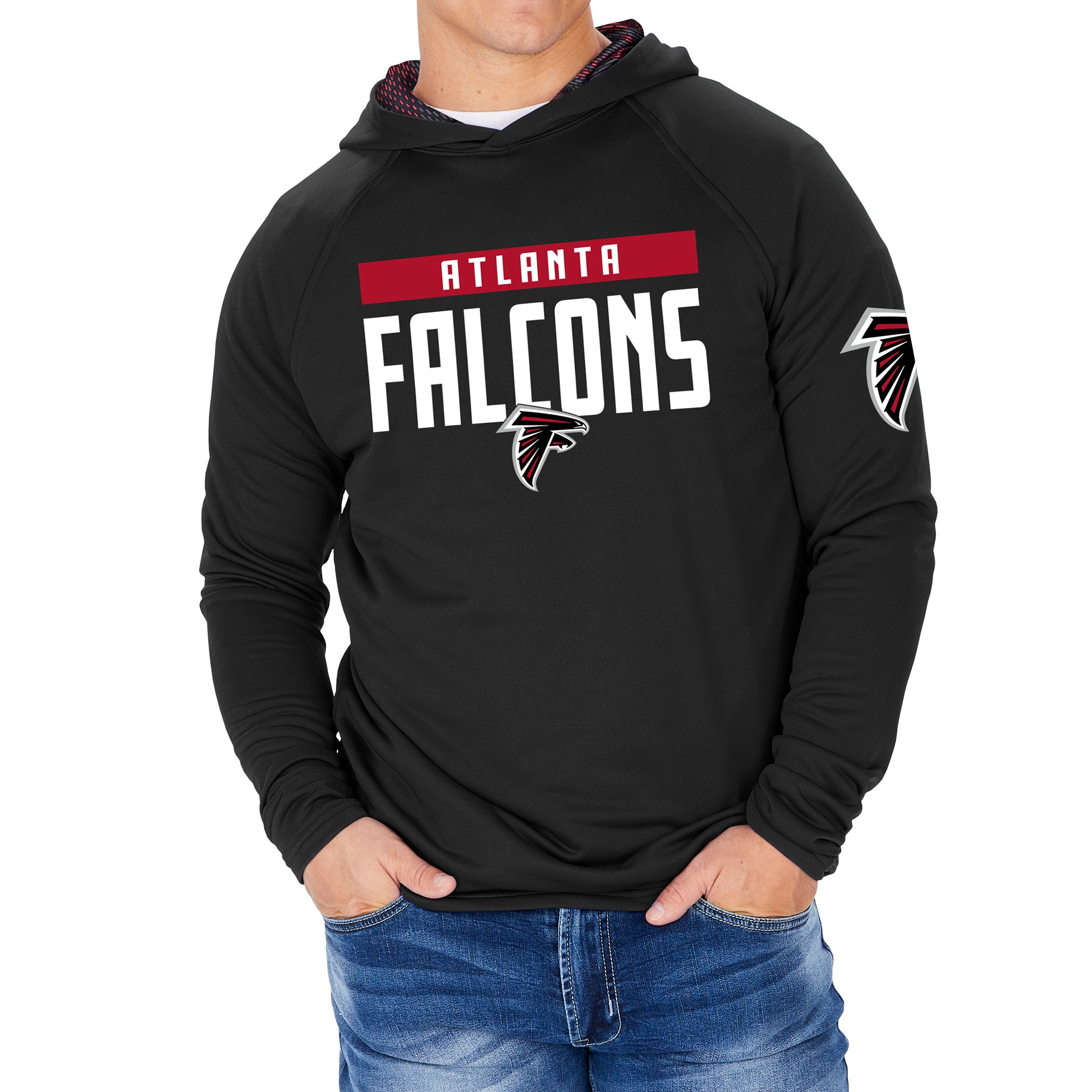 Zubaz NFL Men's Atlanta Falcons Team Color Hoodie W/ Viper Print Hood Liner