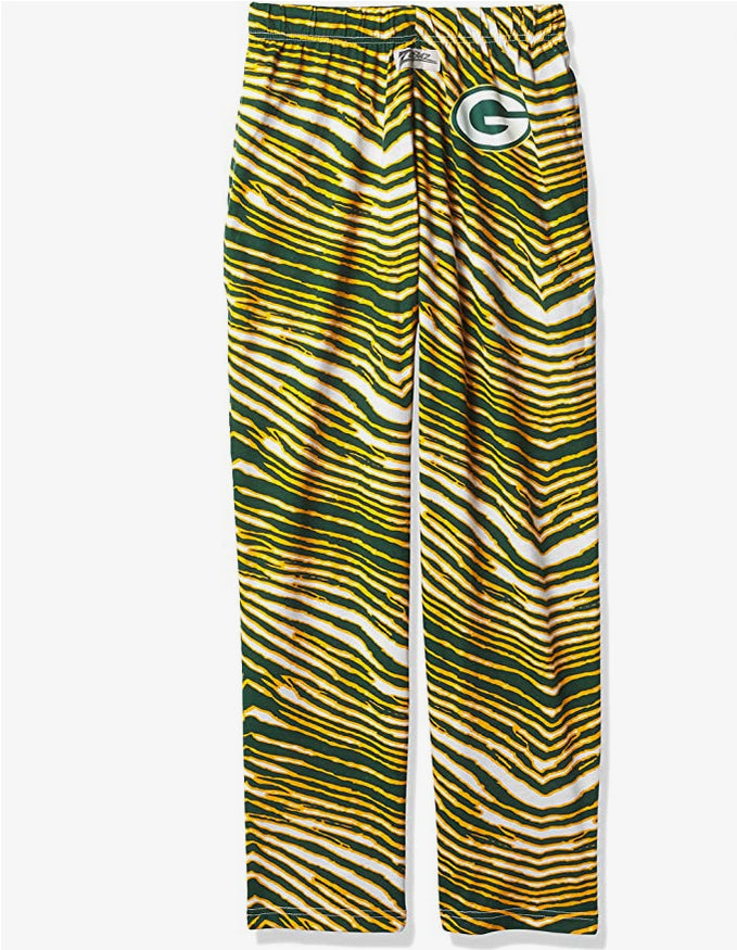 Zubaz Green Bay Packers NFL Men's Zebra Left Hip Logo Lounge Pant