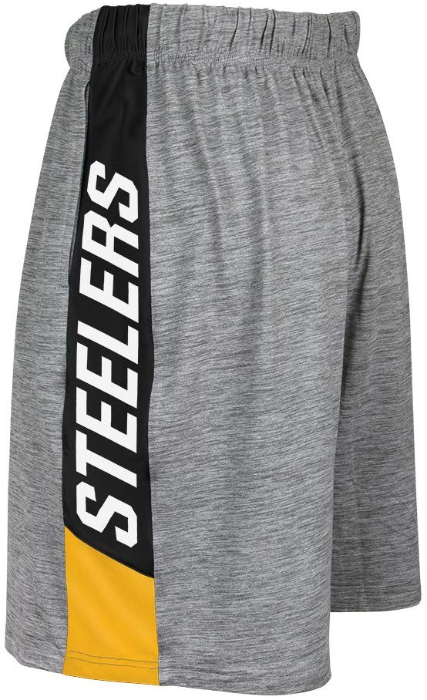 Zubaz NFL Football Men's Pittsburgh Steelers Tonal Gray Space Dye W/Solid Stripe Shorts