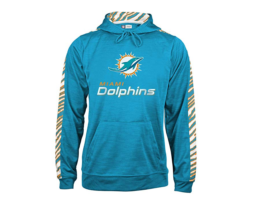 Zubaz Men's NFL Miami Dolphins Pullover Hoodie With Zebra Accents