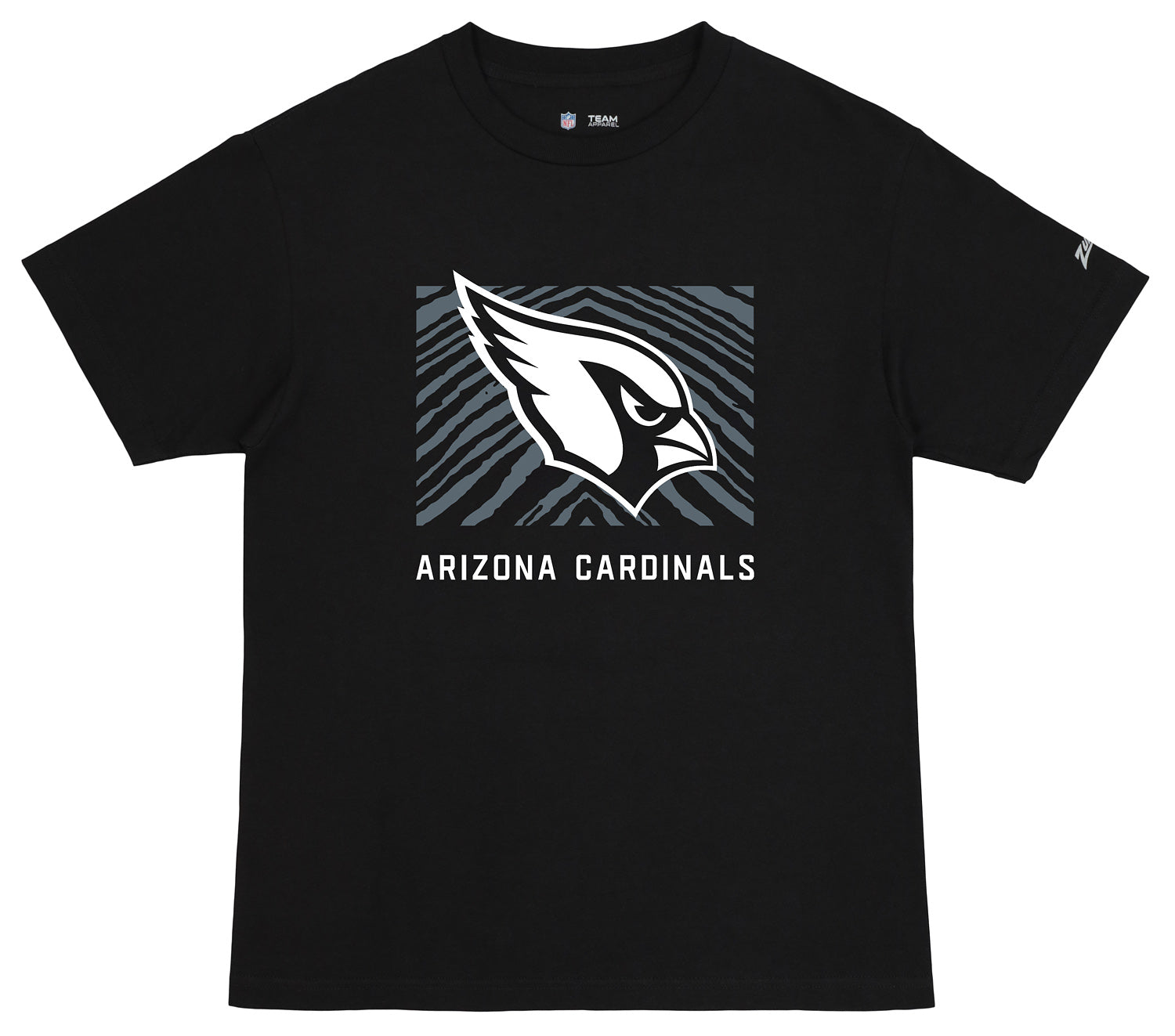 Zubaz NFL Unisex Cotton Heavyweight Short Sleeve T-shirt Black With Grey Tonal Tunnel Logo, Arizona Cardinals