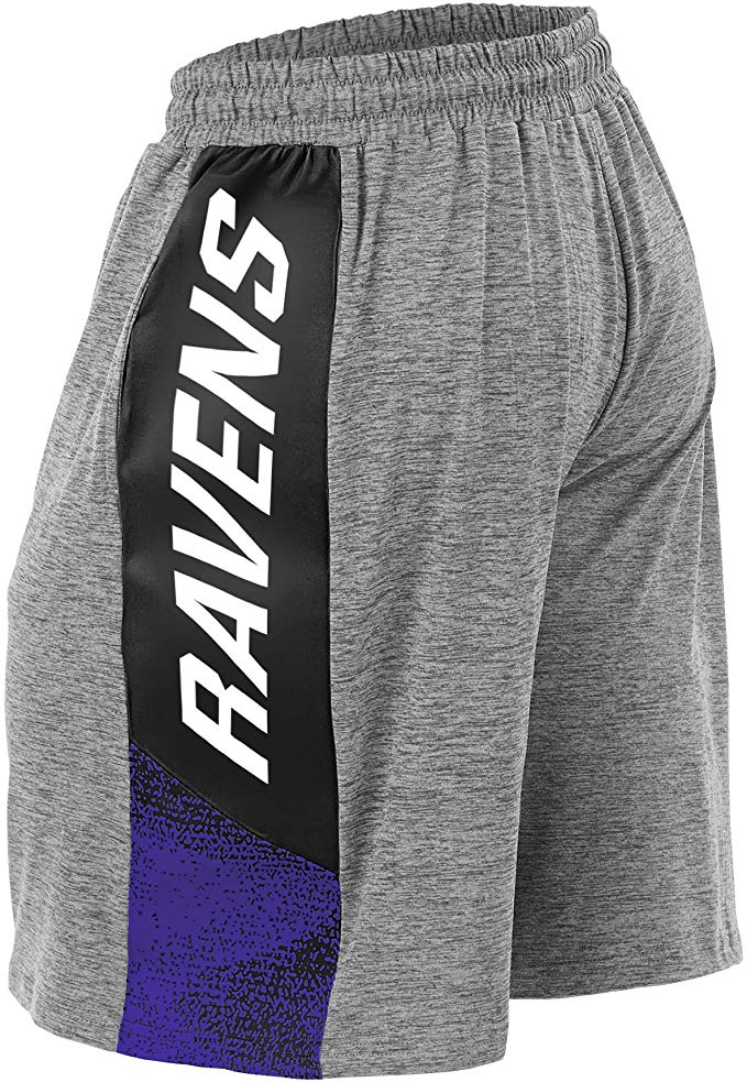 Zubaz NFL Football Mens Baltimore Ravens Gray Space Dye Shorts