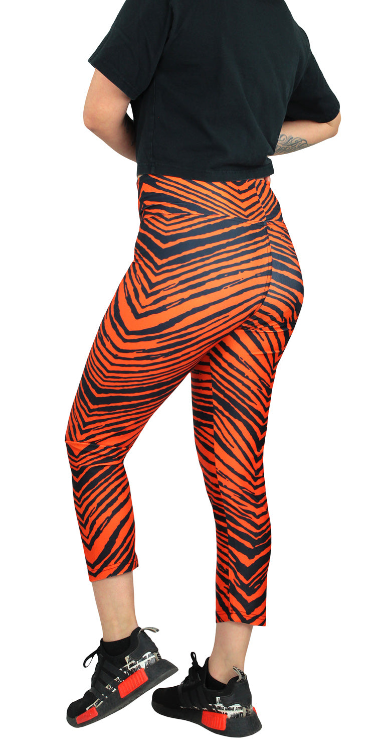 Zubaz NFL Women's Cincinnati Bengals 2 Color Zebra Print Capri Legging