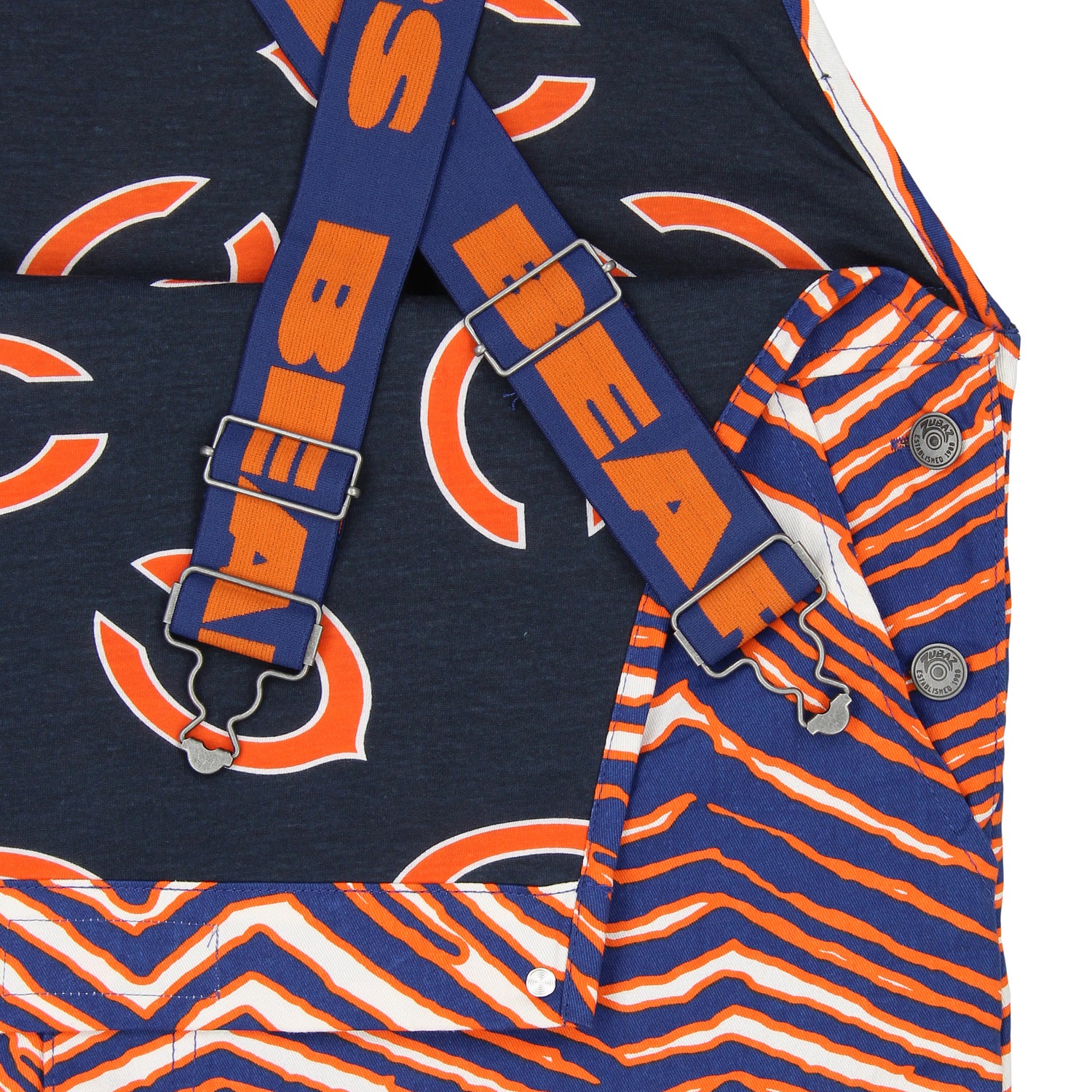 Zubaz NFL Men's Chicago Bears Zebra Printed Team Bib Overalls