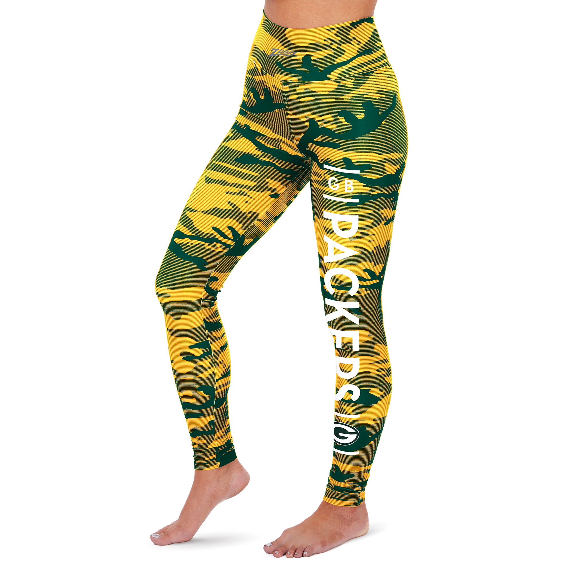 Zubaz NFL Women's Green Bay Packers Marled Camo Lines Leggings