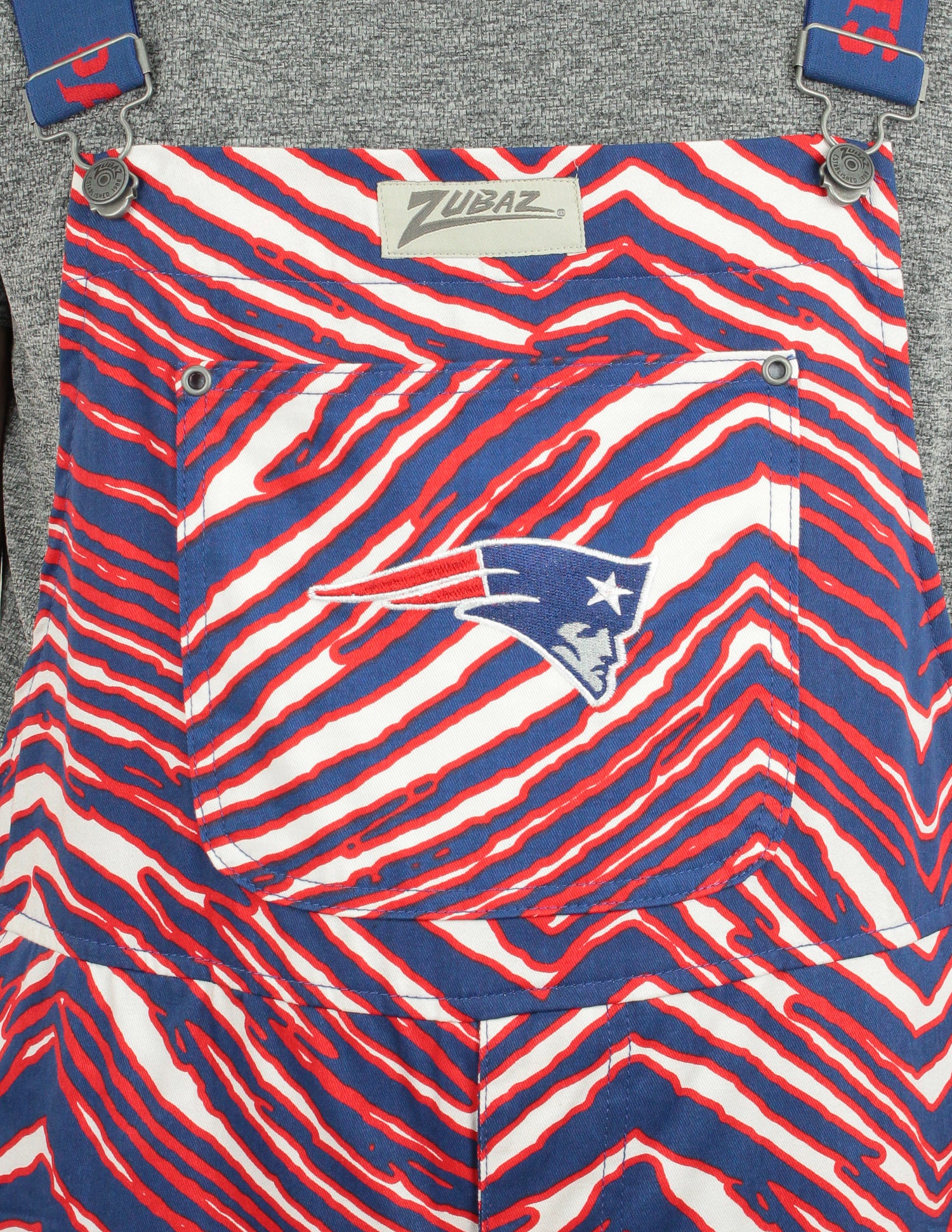 Zubaz NFL Men's New England Patriots Zebra Printed Team Bib Overalls