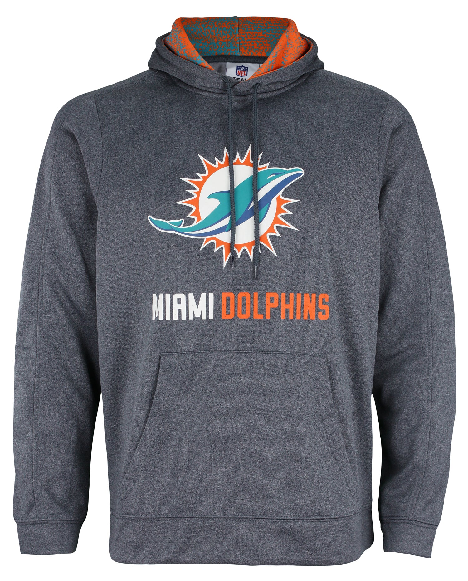 Zubaz NFL Men's Miami Dolphins Performance Fleece Hoodie, Heather Grey