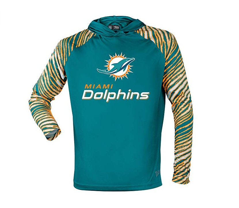 Zubaz NFL Men's Miami Dolphins Light Weight Zebra Hoodie