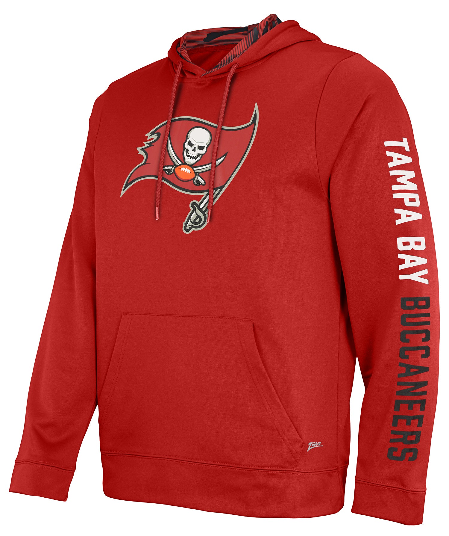 Zubaz NFL Men's Tampa Bay Buccaneers Solid Team Hoodie with Camo Lined Hood