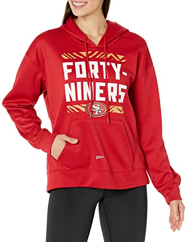 Zubaz NFL Women's San Francisco 49ers Solid Team Color Hoodie with Zebra Details