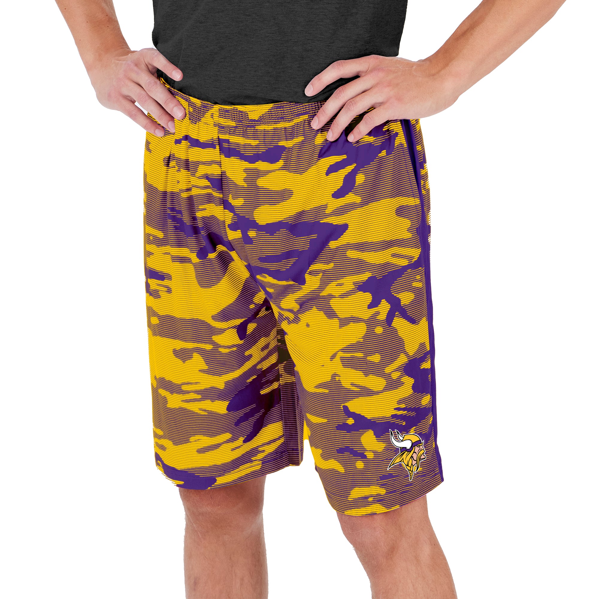 Zubaz Men's NFL Minnesota Vikings Lightweight Camo Lines Shorts with Logo