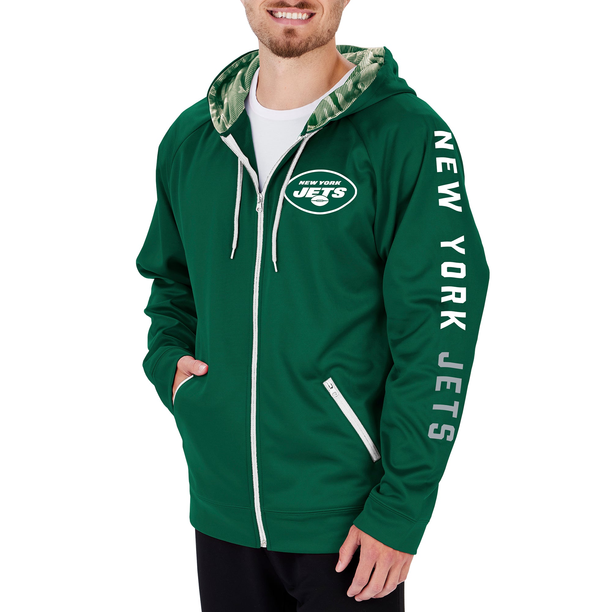 Zubaz Men's NFL New York Jets Full Zip Camo Hoodie