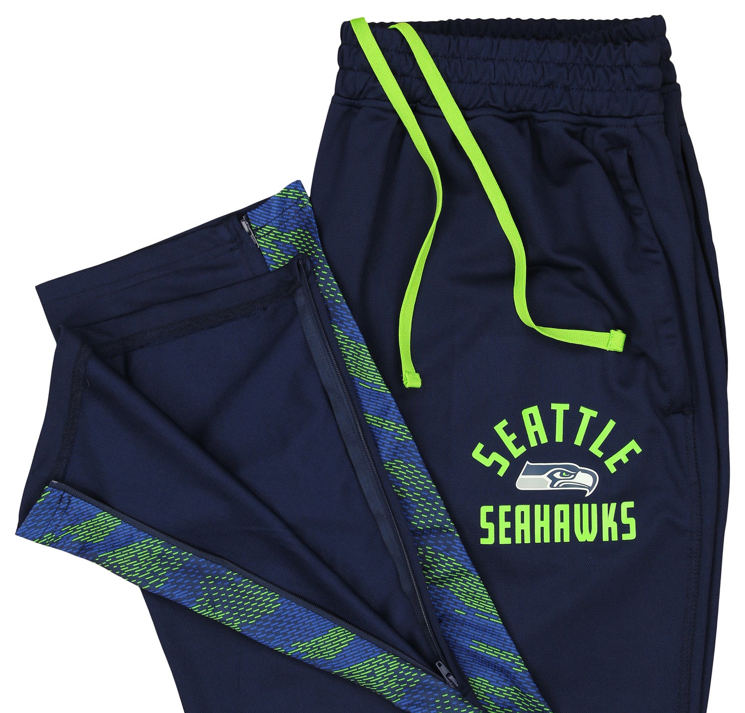 Zubaz NFL Men's Seattle Seahawks Viper Accent Elevated Jacquard Track Pants