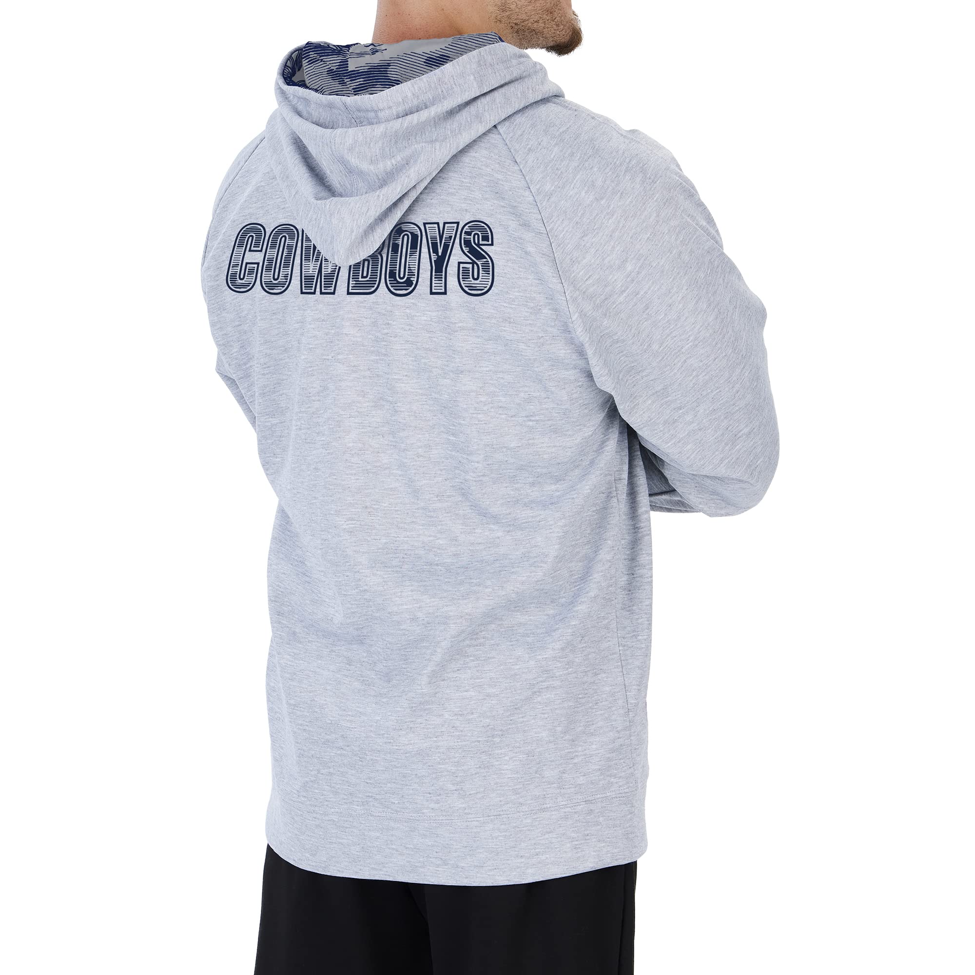 Zubaz NFL Men's Heather Gray Full Zip Hoodie with Team Color Camo Dall