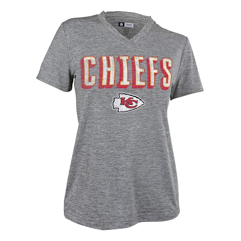 Zubaz NFL Women's Kansas City Chiefs Retro Zebra V-Neck T-Shirt