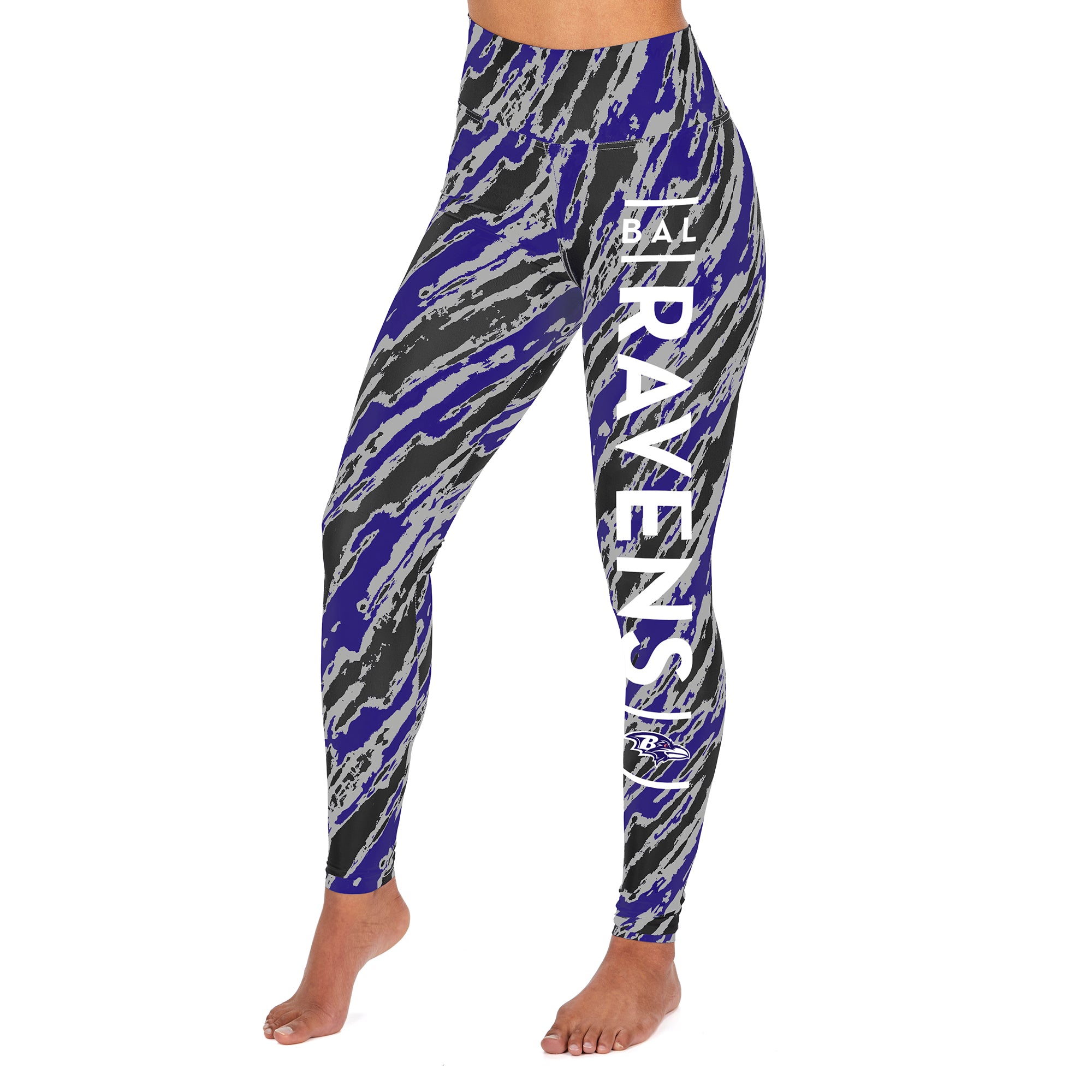 Zubaz NFL Women's Baltimore Ravens Diagonal Streak Leggings