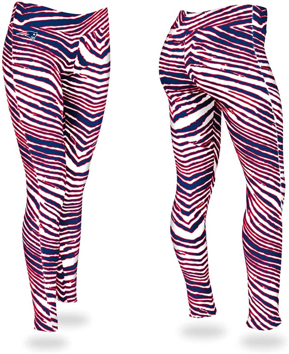 Zubaz New England Patriots NFL Women's Zebra Print Legging, Red/Blue