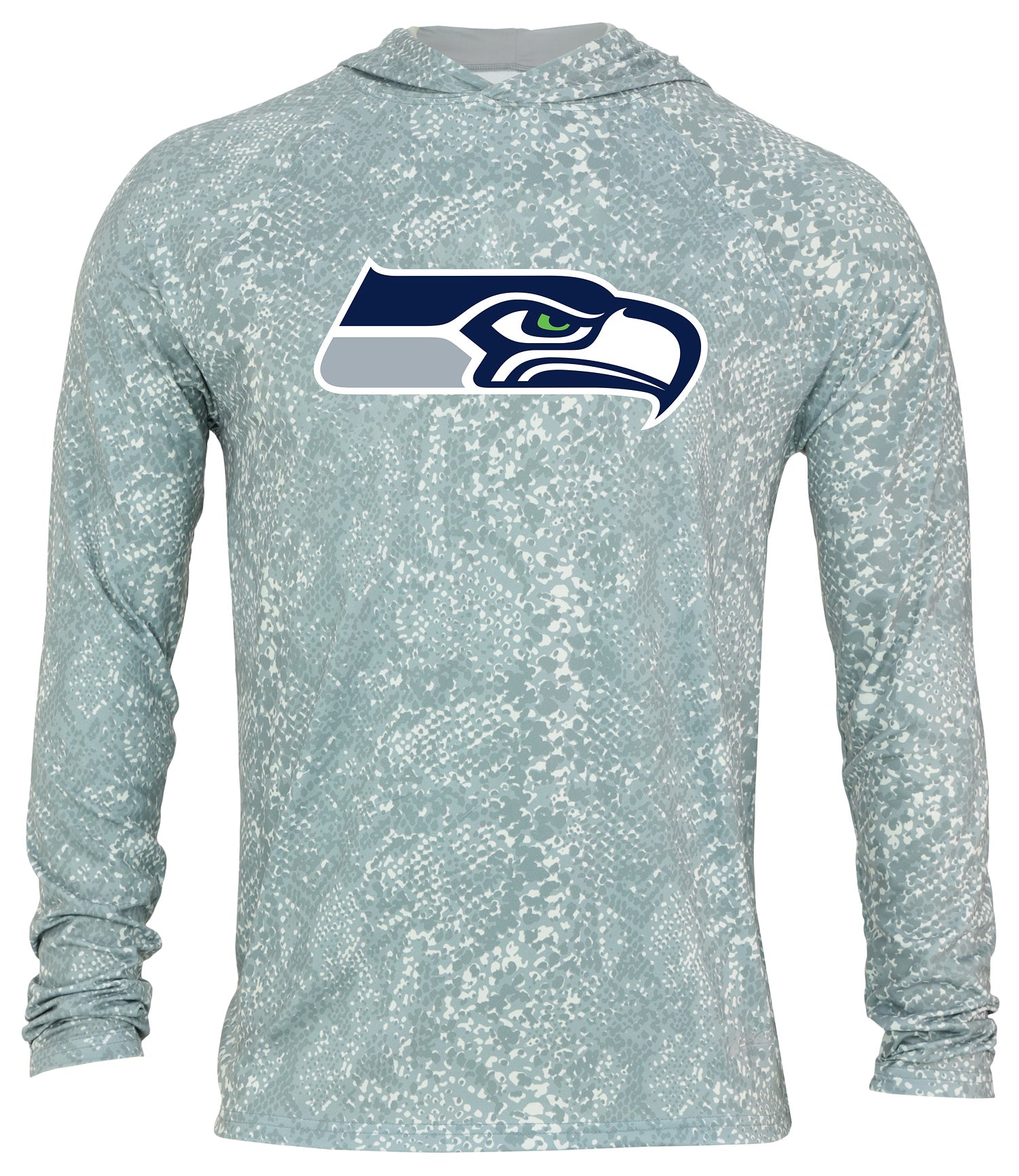 Zubaz NFL Men's Light Weight All Over Post Gray Tonal Hoodie, With Primary Logo, Seattle Seahawks