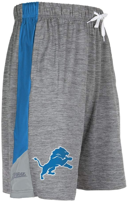 Zubaz NFL Football Men's Detroit Lions Tonal Gray Space Dye W/Solid Stripe Shorts